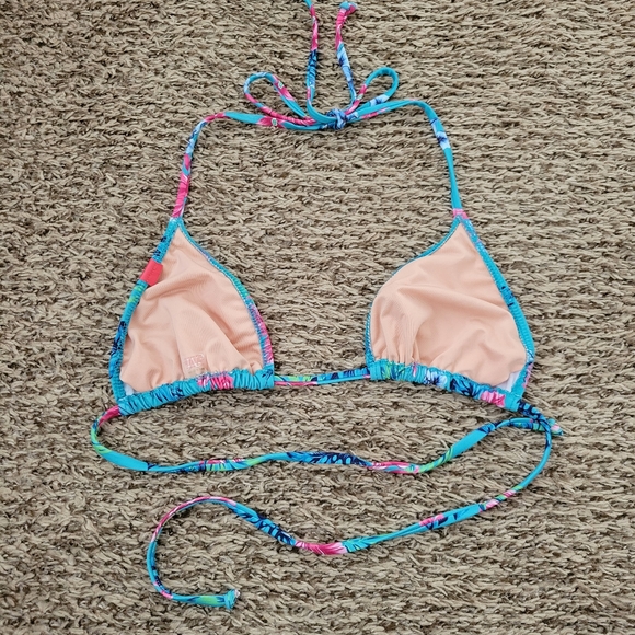 Doll Aqua Tropical Triangle Top Sz Medium - Picture 2 of 3